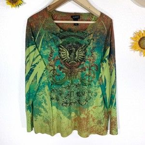 Lane Bryant Sublimation Graphic Gemmed Top Plus Size 18-20 Women’s